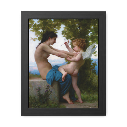 A Girl Defending Herself against Eros - Framed Print