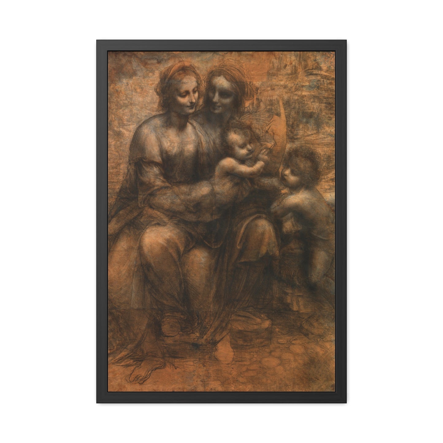 Virgin and Child with St Anne and John the Baptist - Framed Print