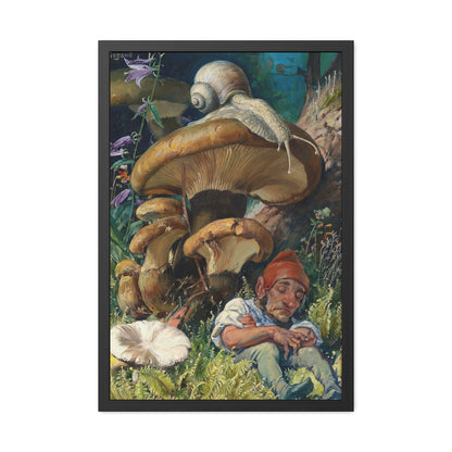 Snail and a Dwarf - Framed Print