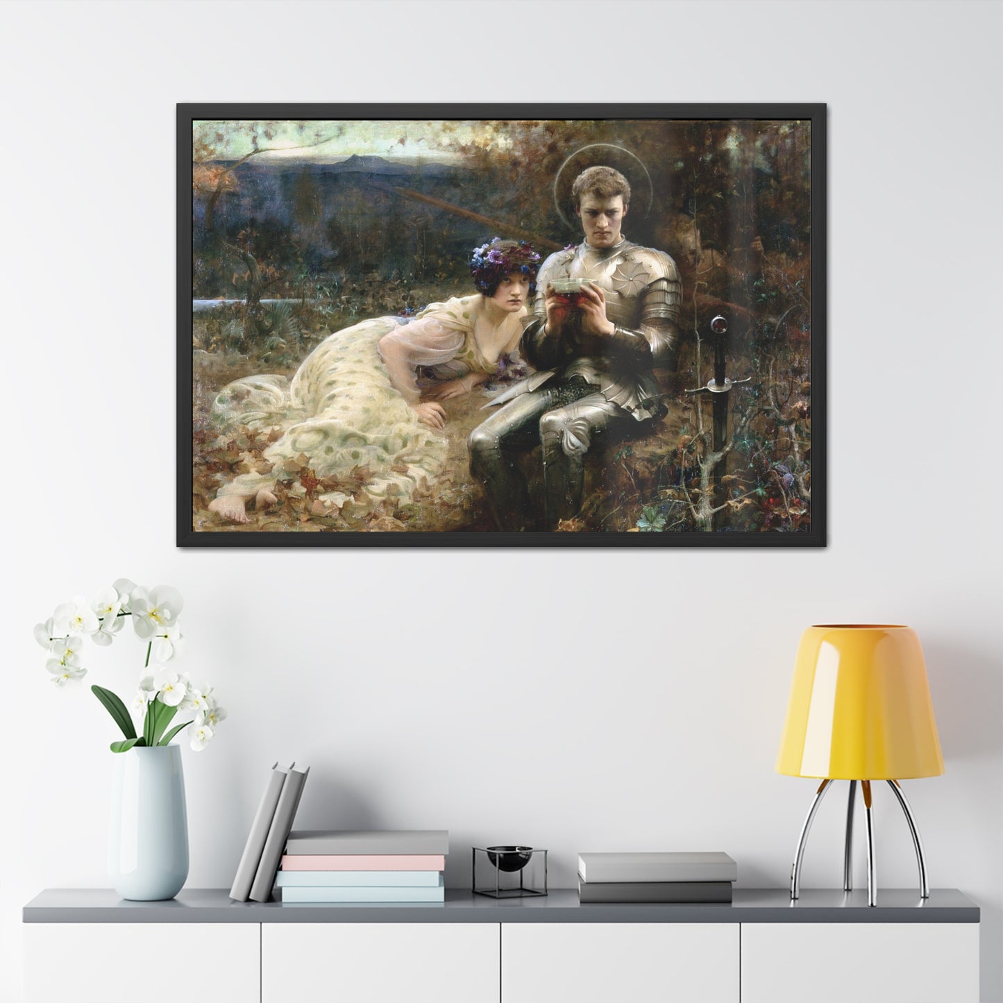 The Temptation of Sir Percival - Framed Print