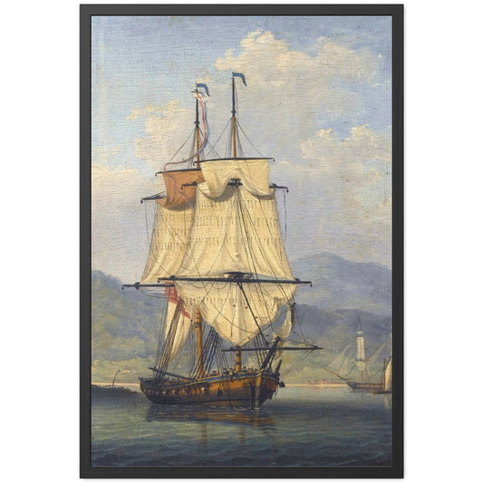 A 16-Gun Brig at Anchor in the Cove of Cork - Framed Print