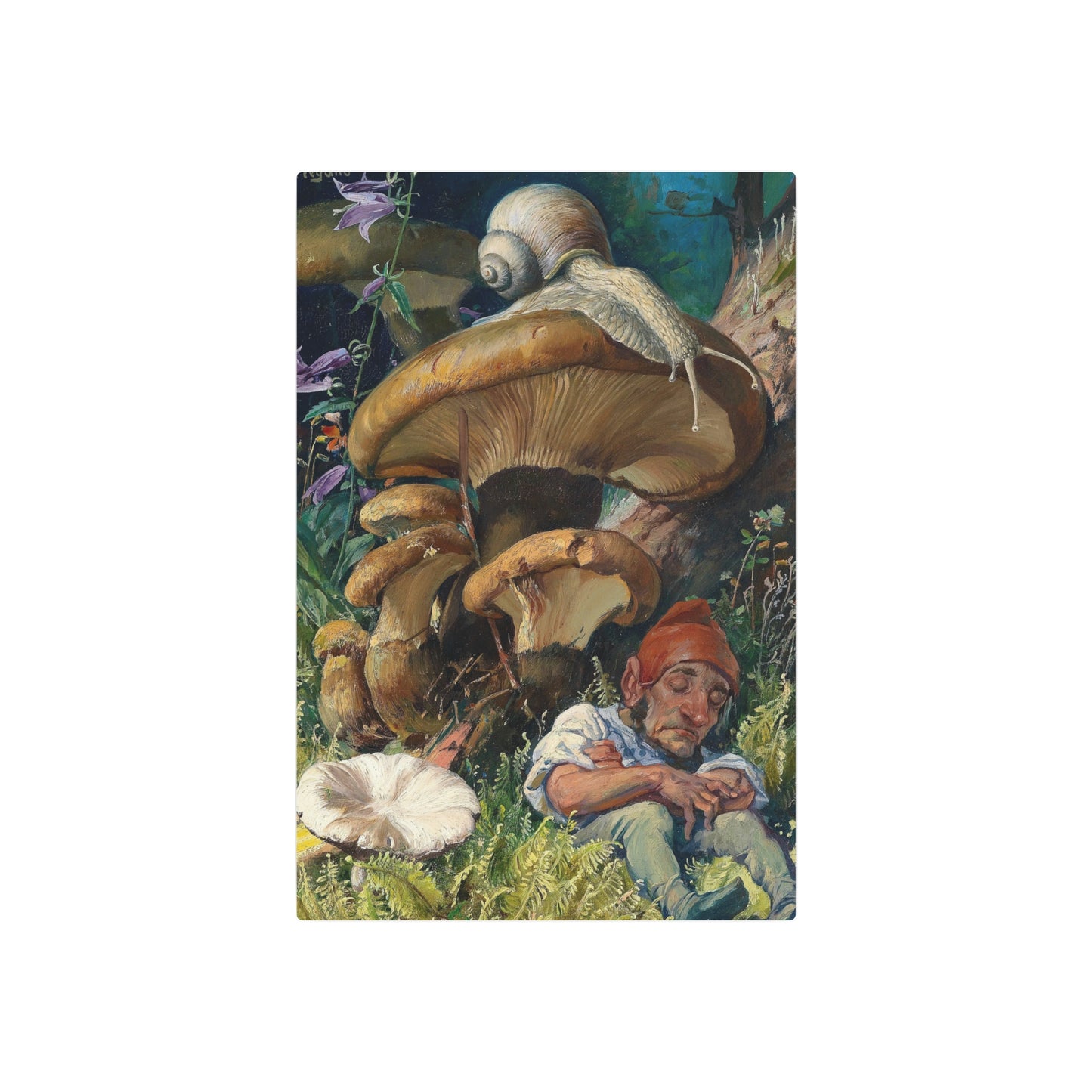 Snail and a Dwarf - Metal Print