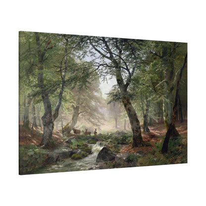 Woodland Landscape with Deer - Canvas Wrap
