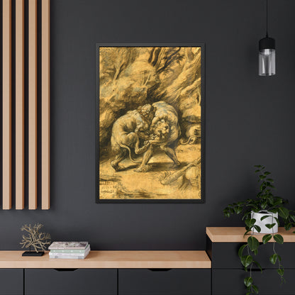 Hercules and the Nemian Lion - Framed Print