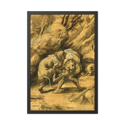 Hercules and the Nemian Lion - Framed Print