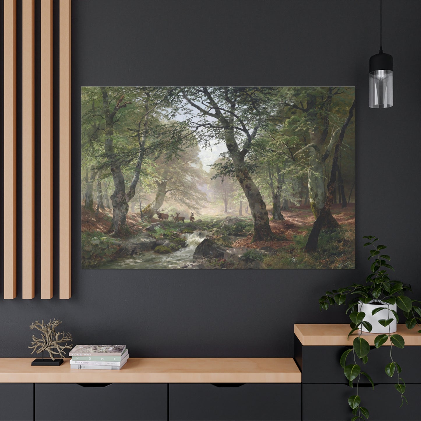 Woodland Landscape with Deer - Canvas Wrap