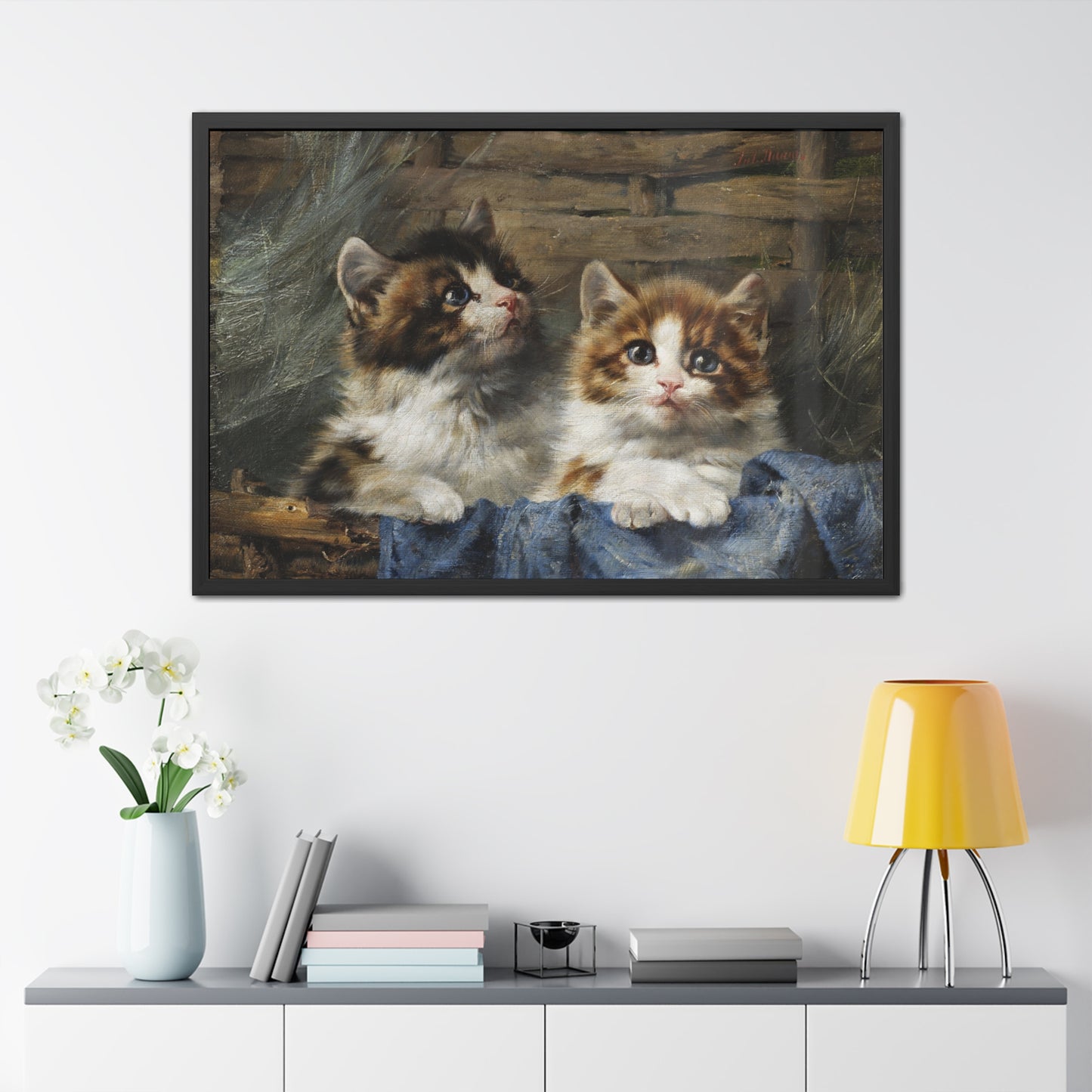 Two Kittens in a Basket - Framed Print