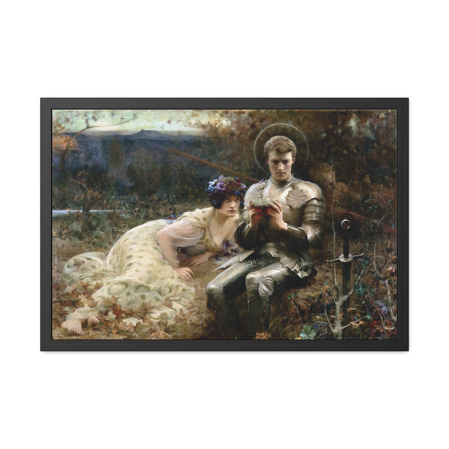 The Temptation of Sir Percival - Framed Print