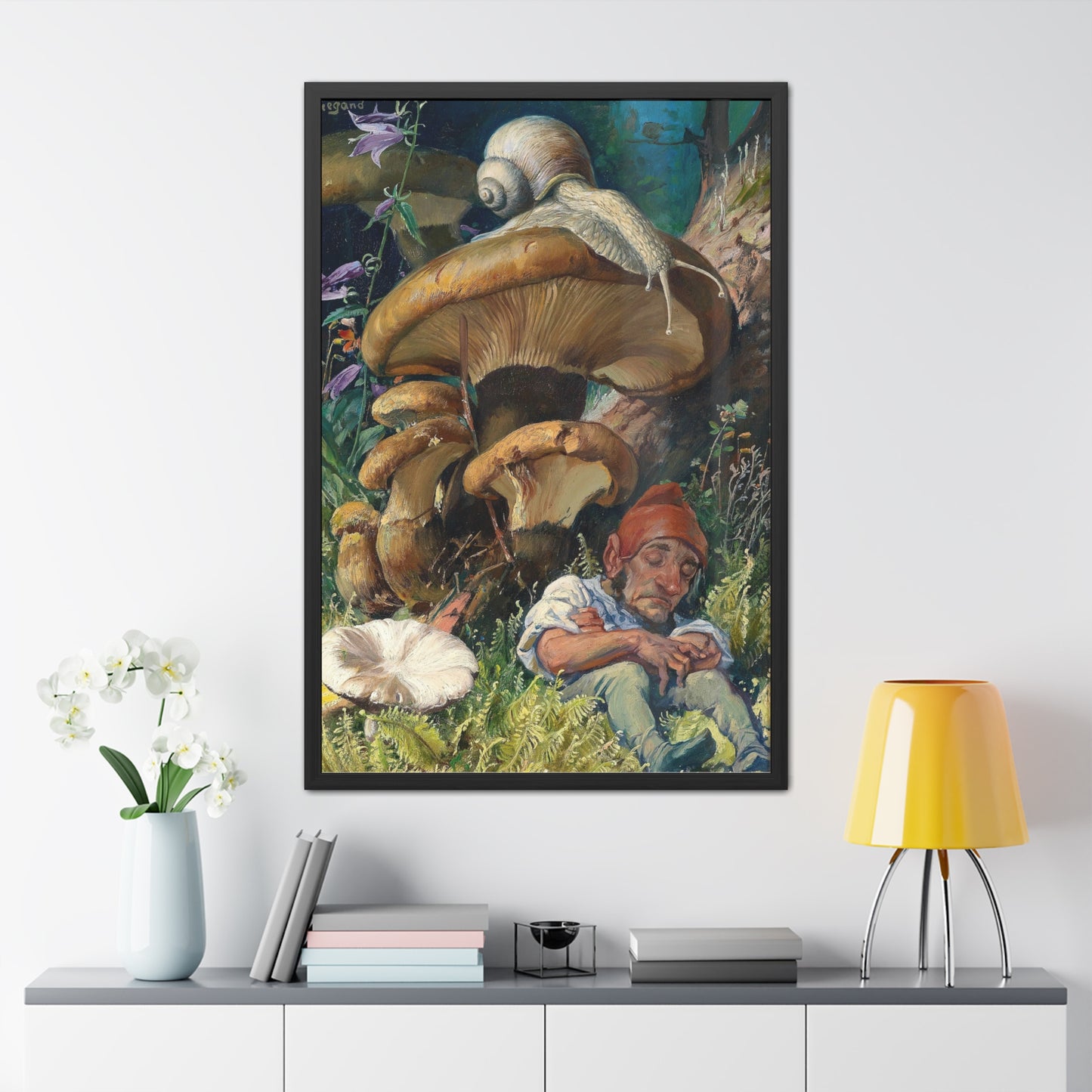 Snail and a Dwarf - Framed Print