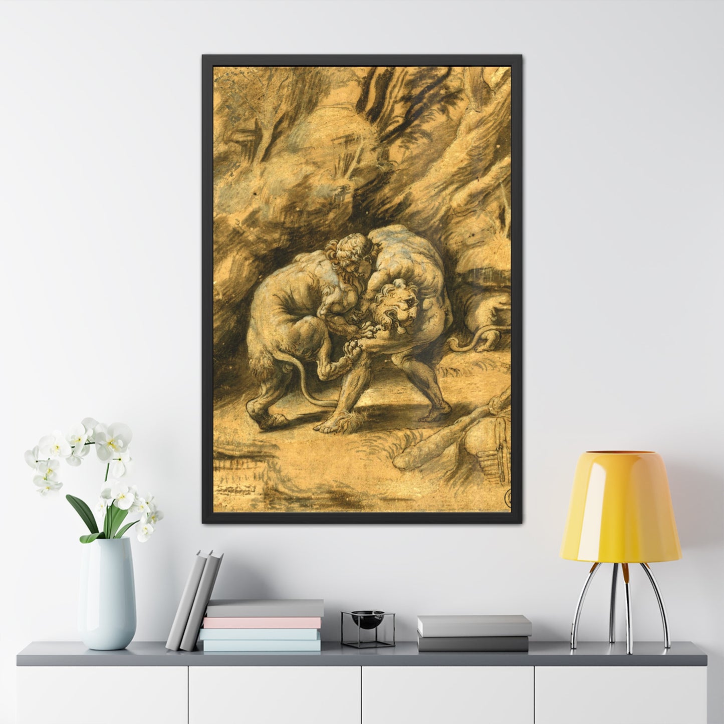 Hercules and the Nemian Lion - Framed Print