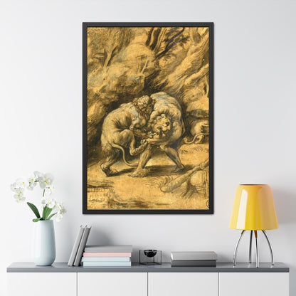 Hercules and the Nemian Lion - Framed Print