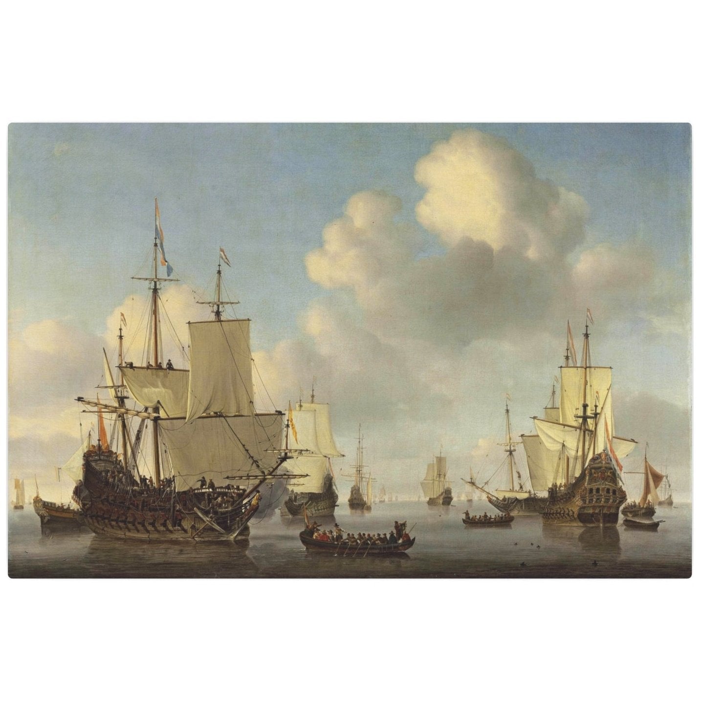 Dutch Ships in a Calm Sea - Metal Print