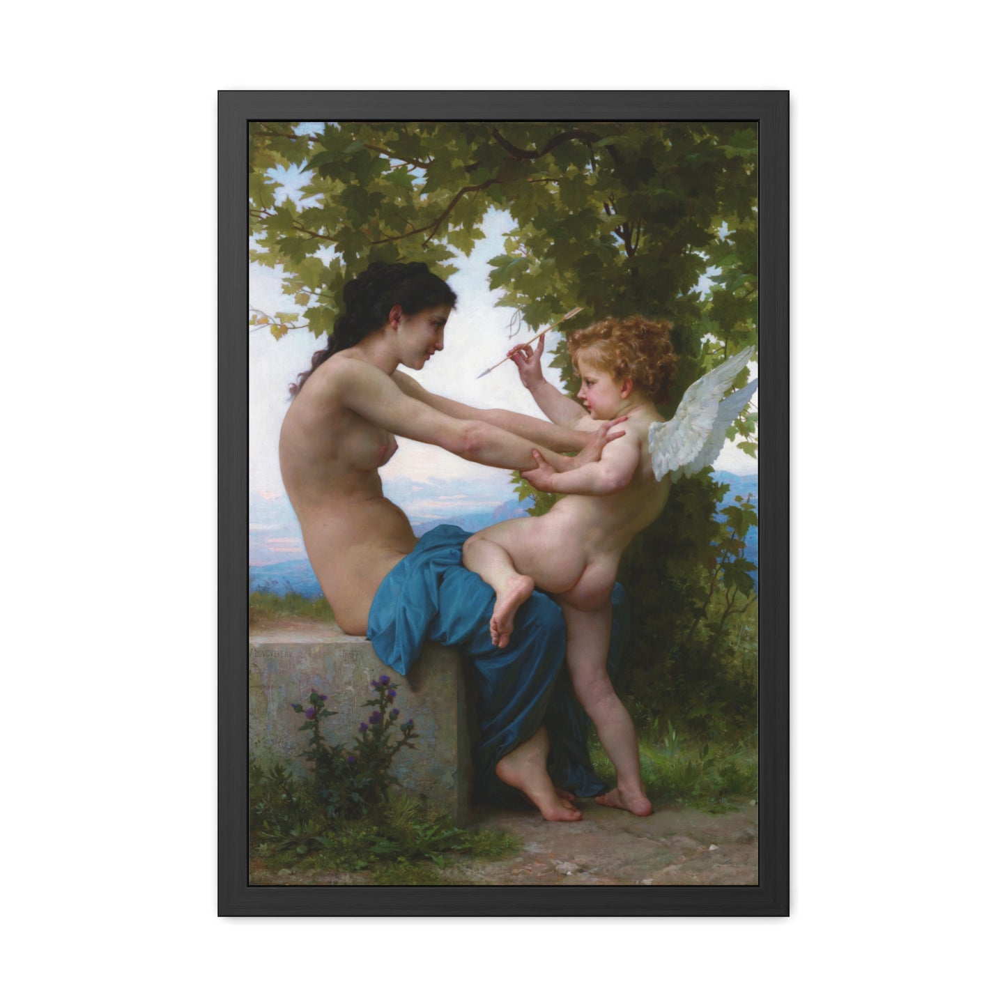 A Girl Defending Herself against Eros - Framed Print