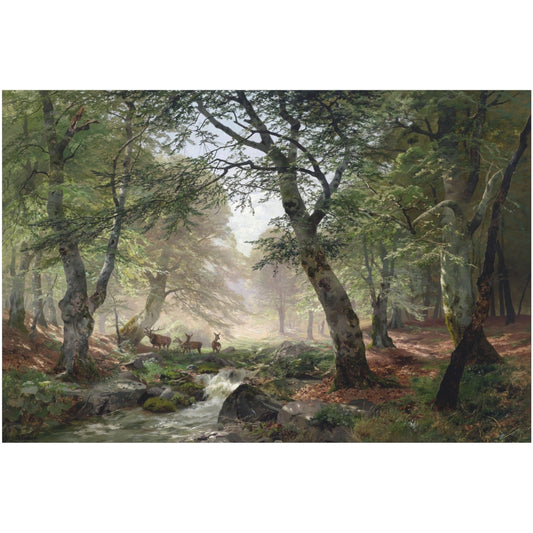 Woodland Landscape with Deer - Canvas Wrap
