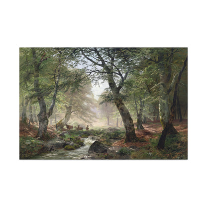 Woodland Landscape with Deer - Canvas Wrap