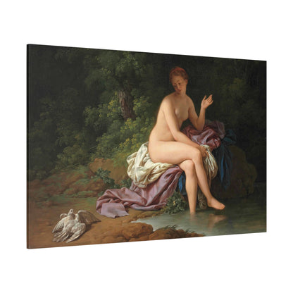A Lady Bathing by a River, With Two Turtledoves - Canvas Wrap
