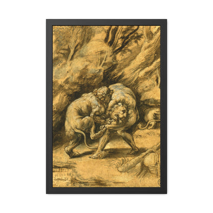 Hercules and the Nemian Lion - Framed Print