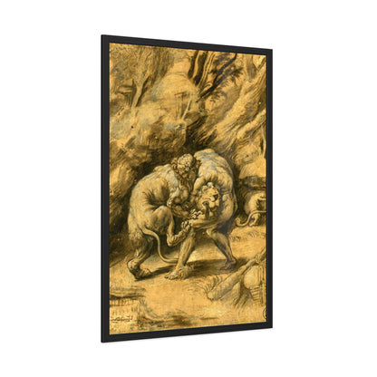 Hercules and the Nemian Lion - Framed Print