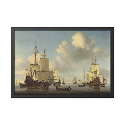 Dutch Ships in a Calm Sea - Framed Print