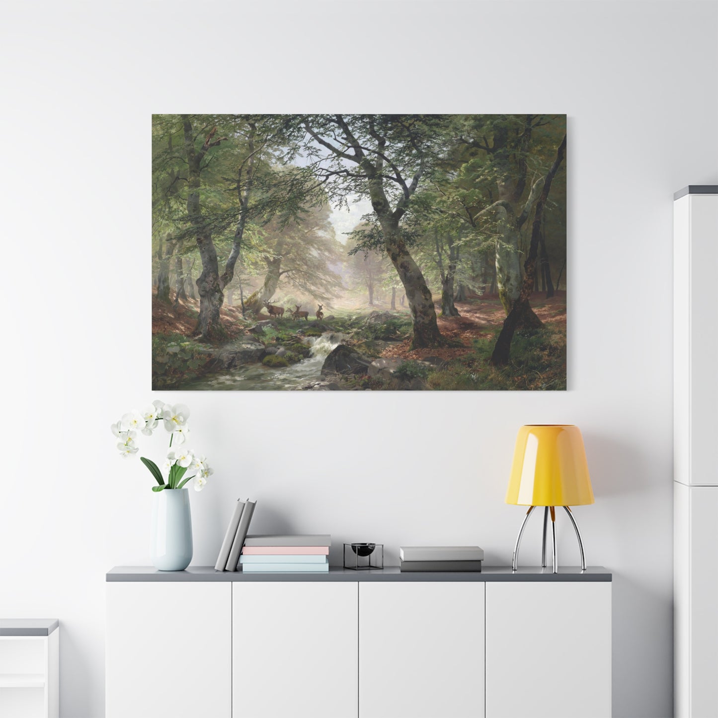 Woodland Landscape with Deer - Canvas Wrap