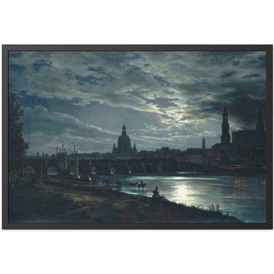 View of Dresden by Moonlight - Framed Print