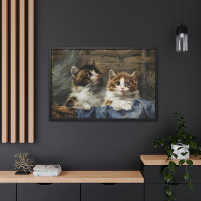 Two Kittens in a Basket - Framed Print