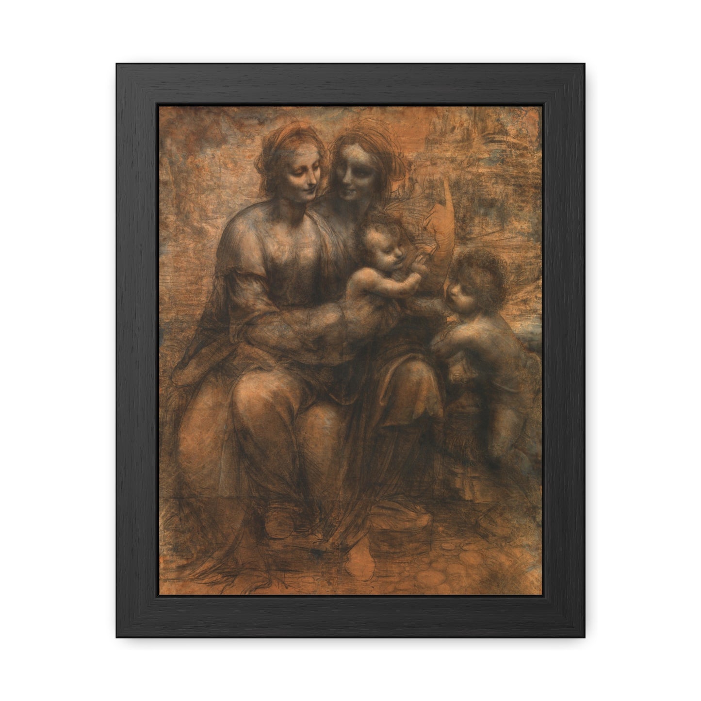 Virgin and Child with St Anne and John the Baptist - Framed Print