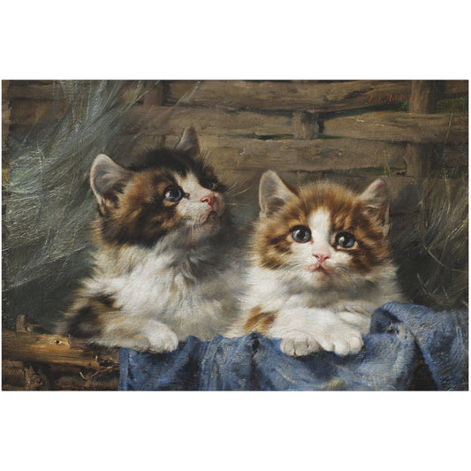 Two Kittens in a Basket - Canvas Wrap