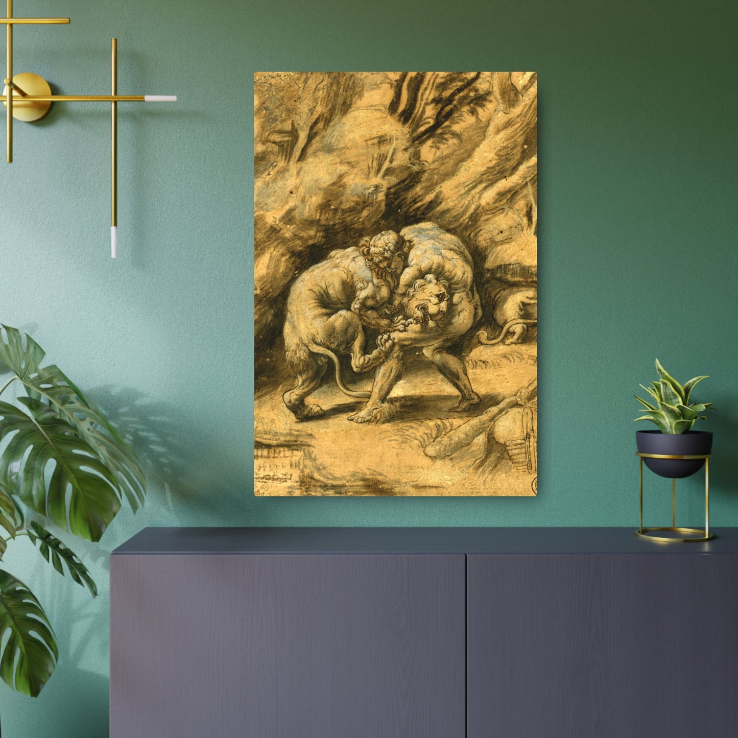 Hercules and the Nemean Lion - Metal Print