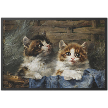 Two Kittens in a Basket - Framed Print