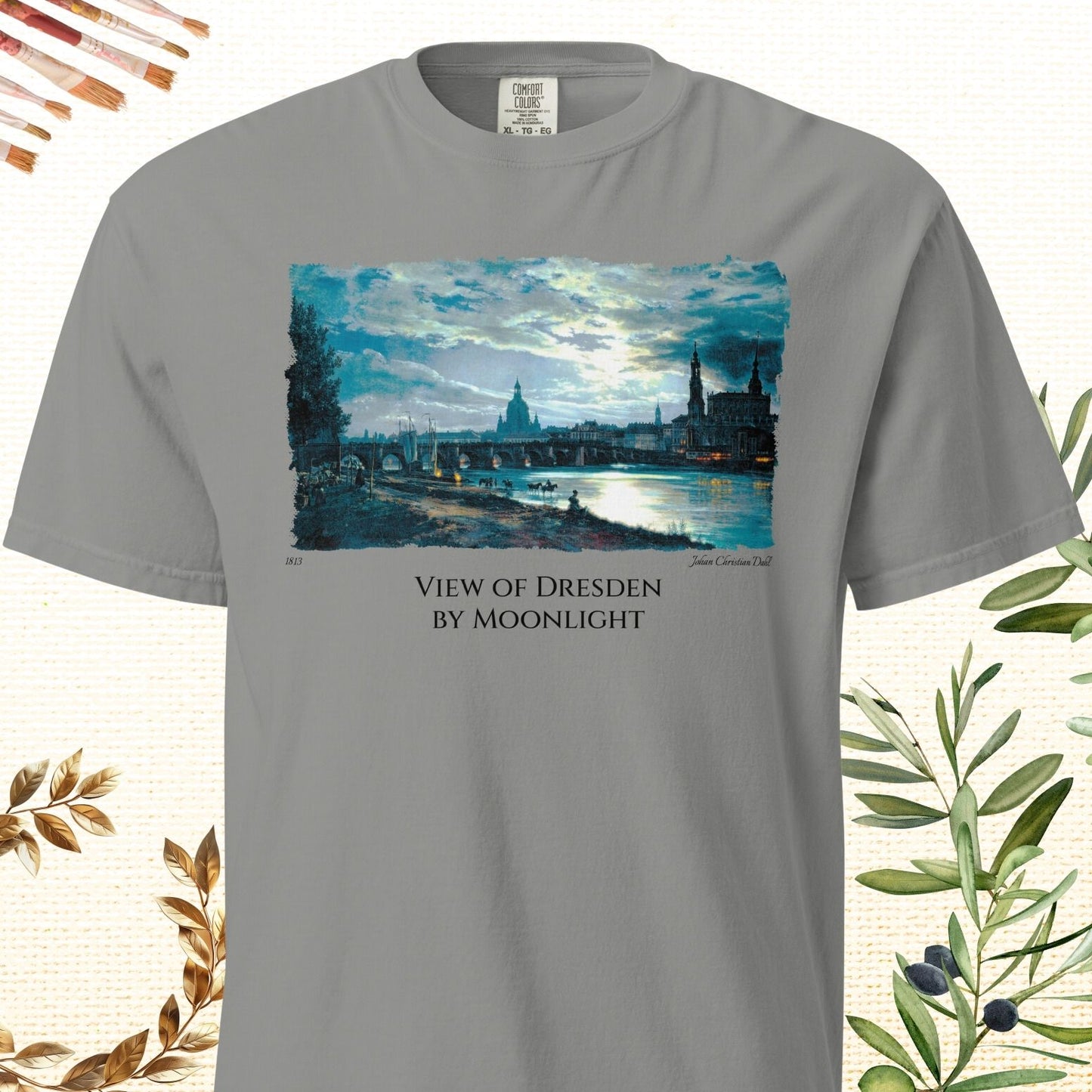 View of Dresden by Moonlight - Fine Art T-Shirt