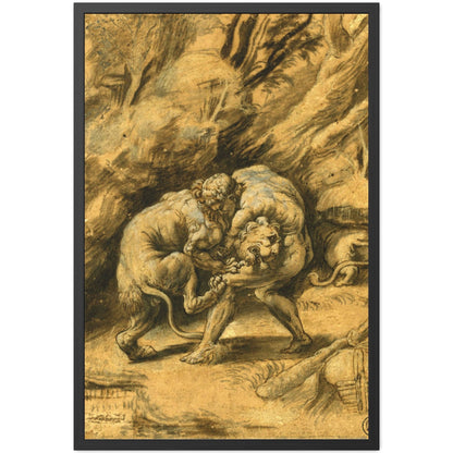 Hercules and the Nemian Lion - Framed Print