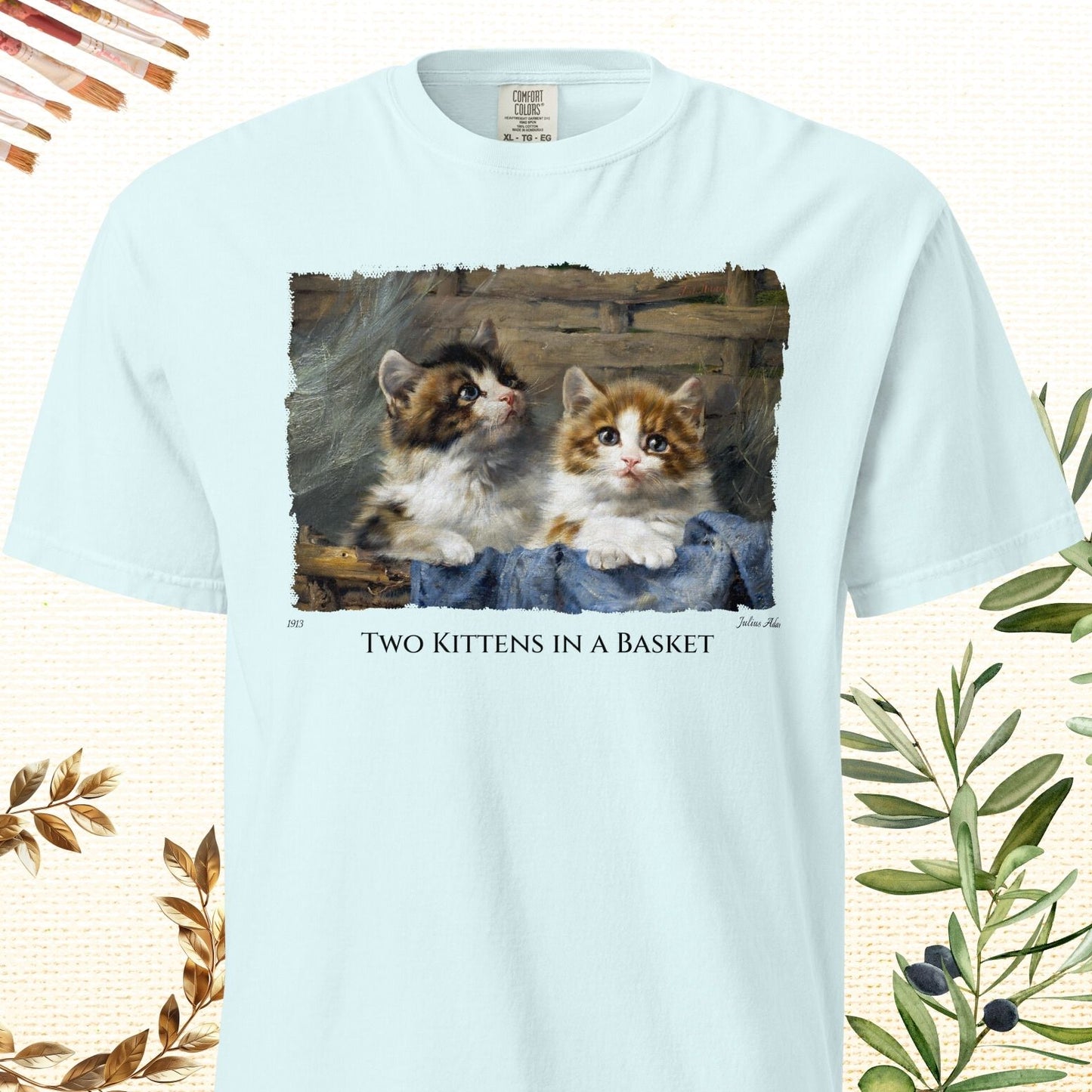 Two Kittens in a Basket - Fine Art T-Shirt