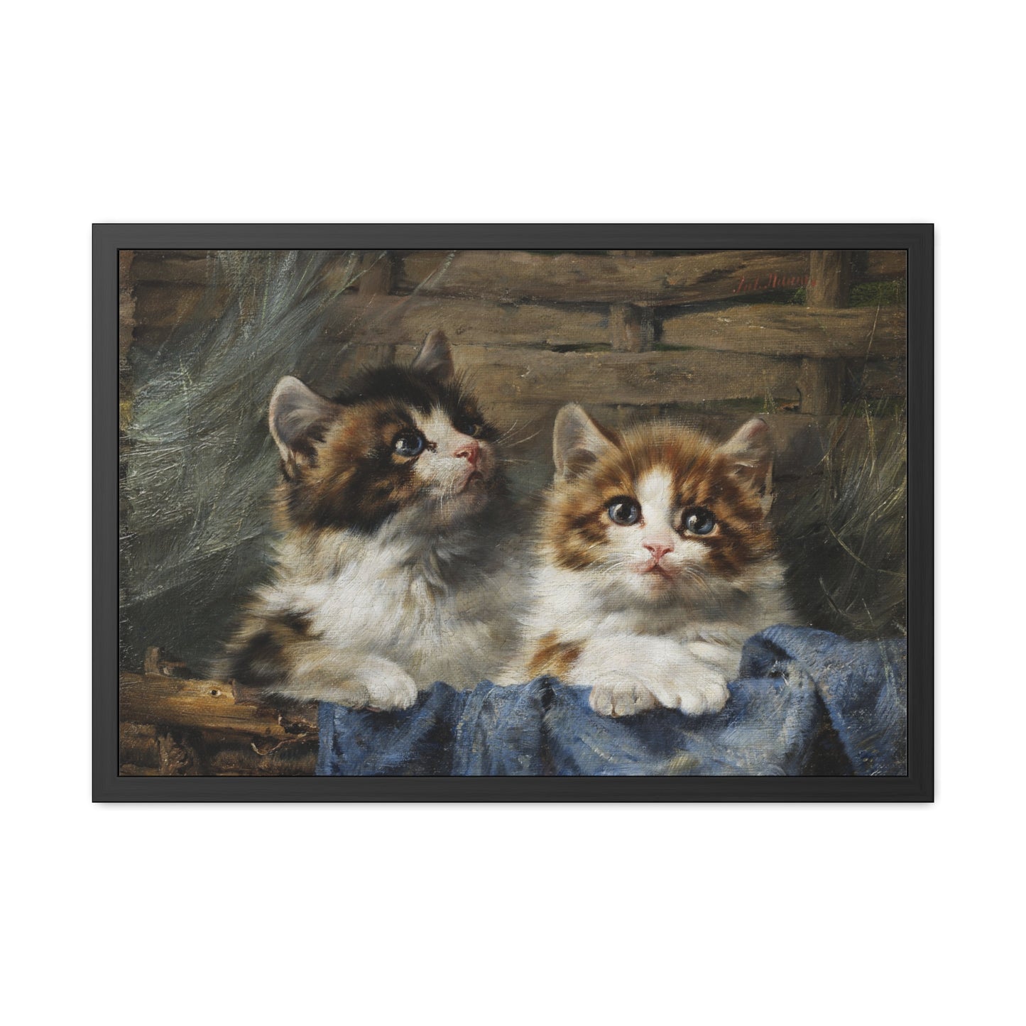 Two Kittens in a Basket - Framed Print