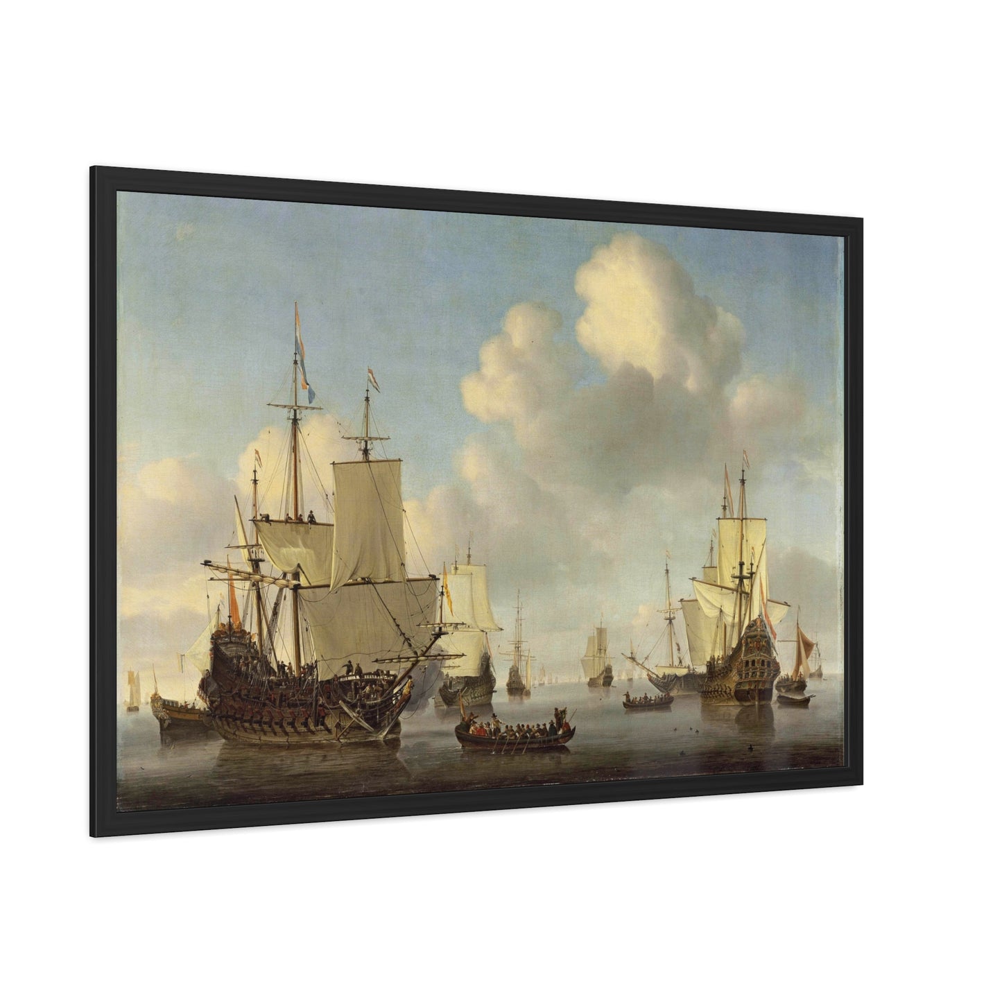 Dutch Ships in a Calm Sea - Framed Print