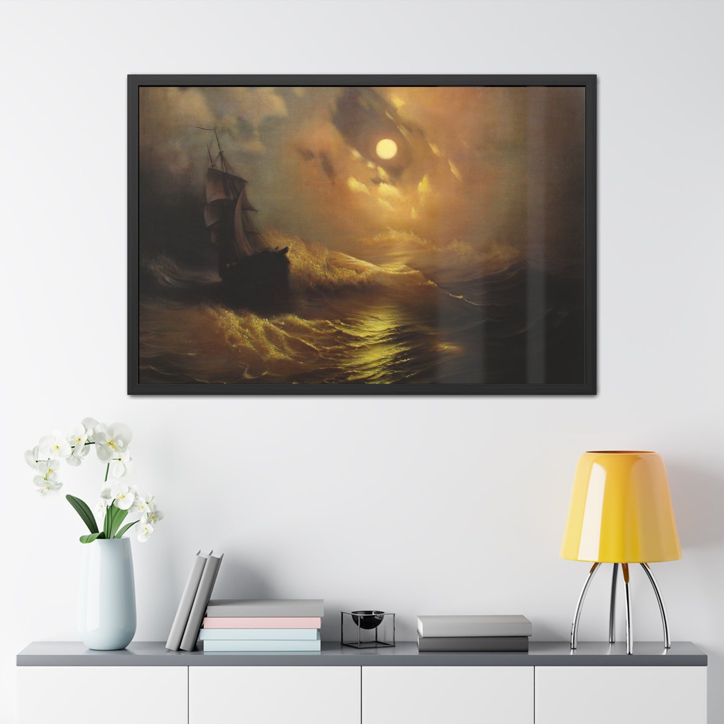 Stormy Sea at Night -  Framed Print