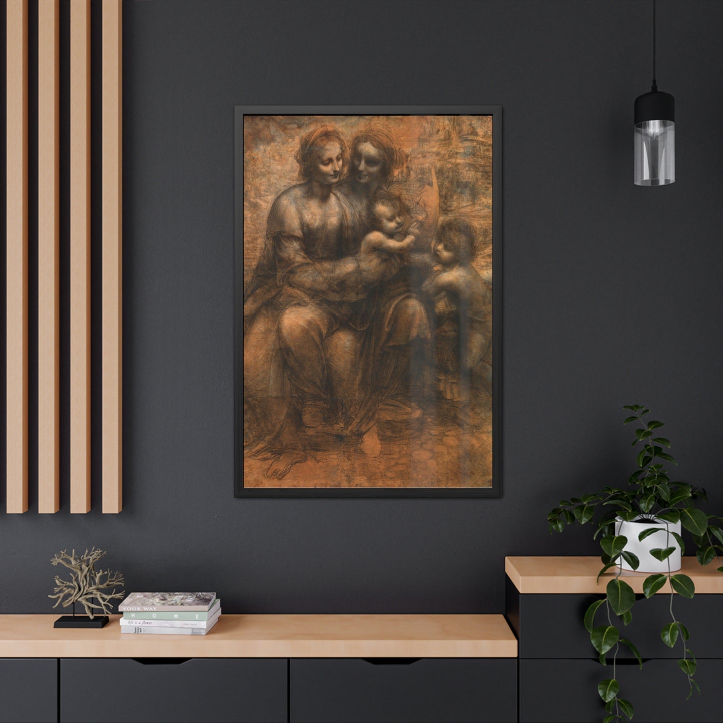 Virgin and Child with St Anne and John the Baptist - Framed Print