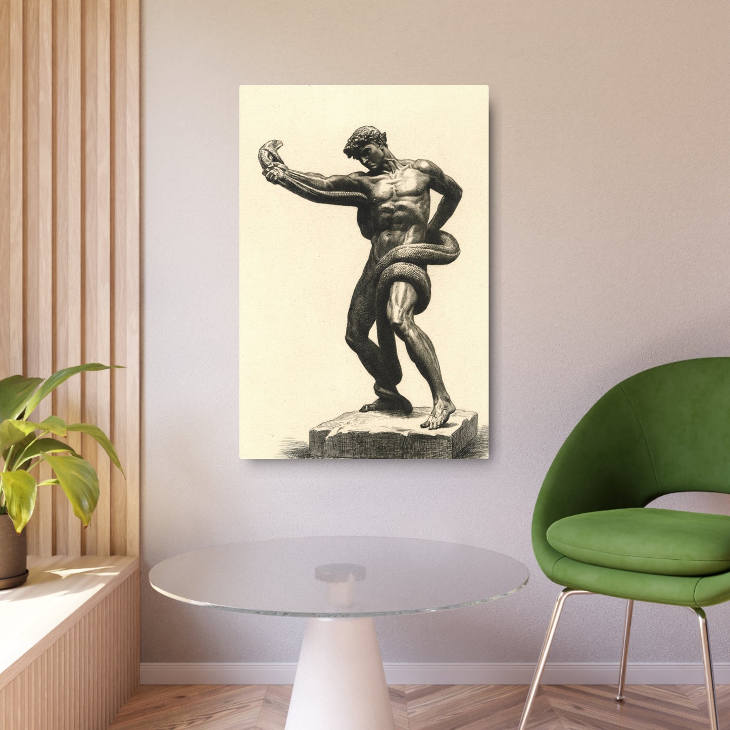 The Athlete Wrestling With a Python - Metal Print