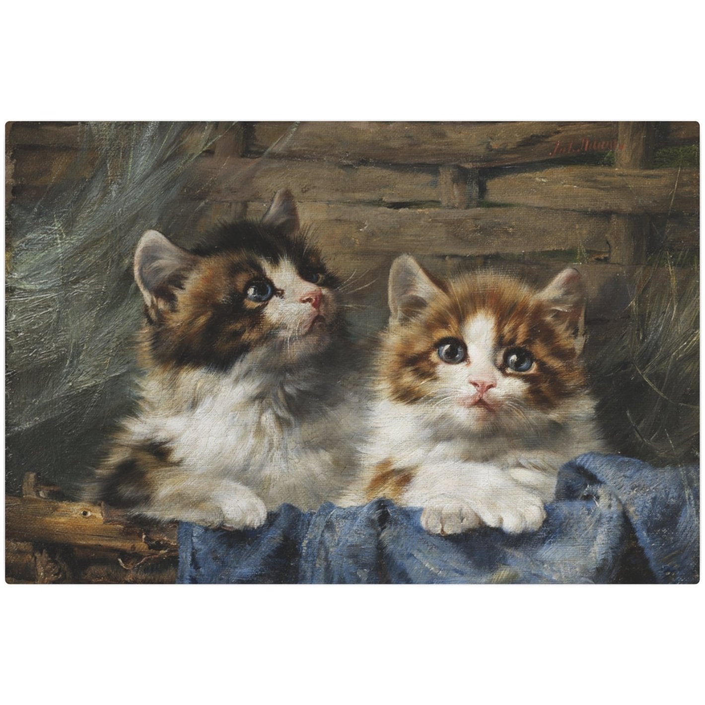 Two Kittens in a Basket - Metal Print