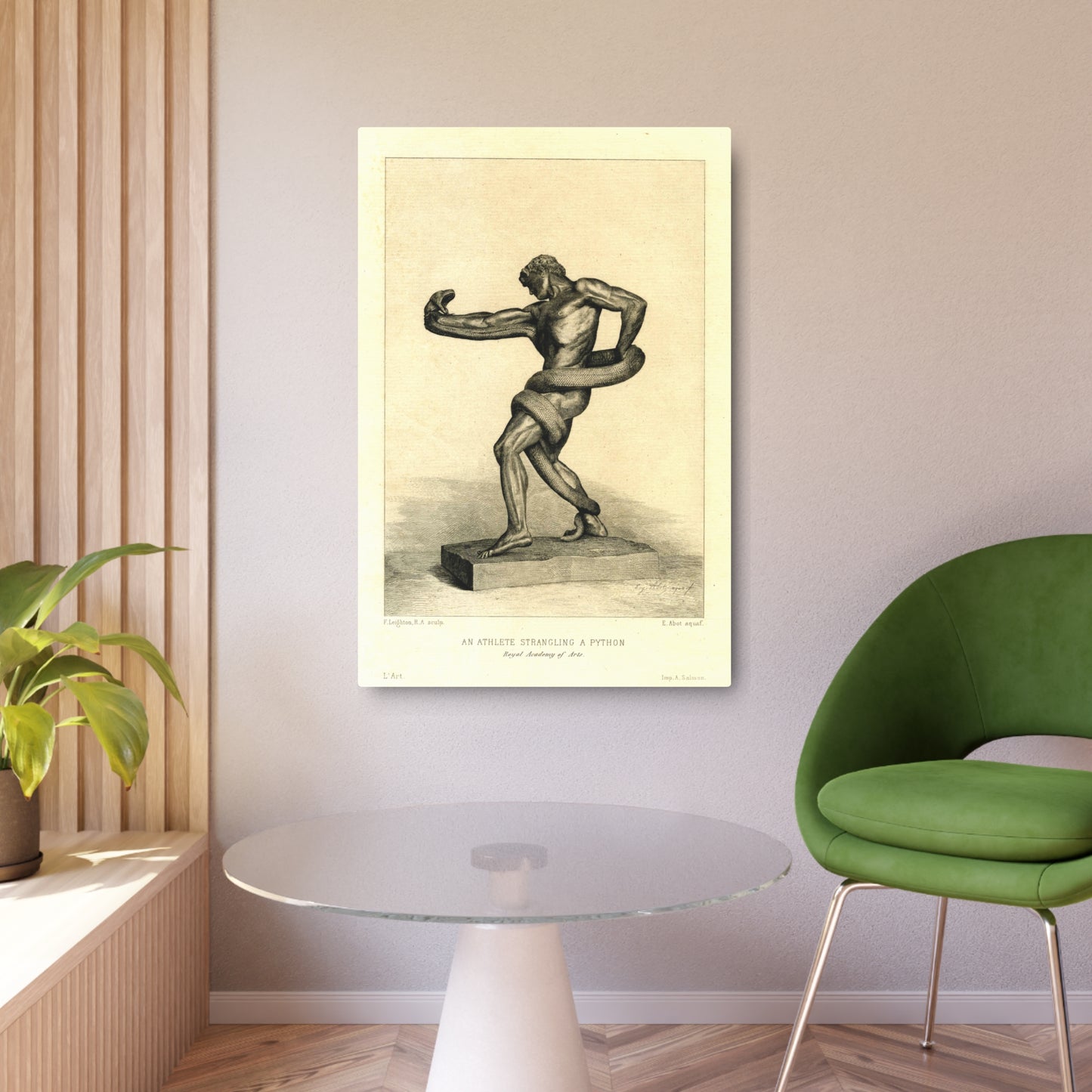 An Athlete Strangling a Python - Metal Print