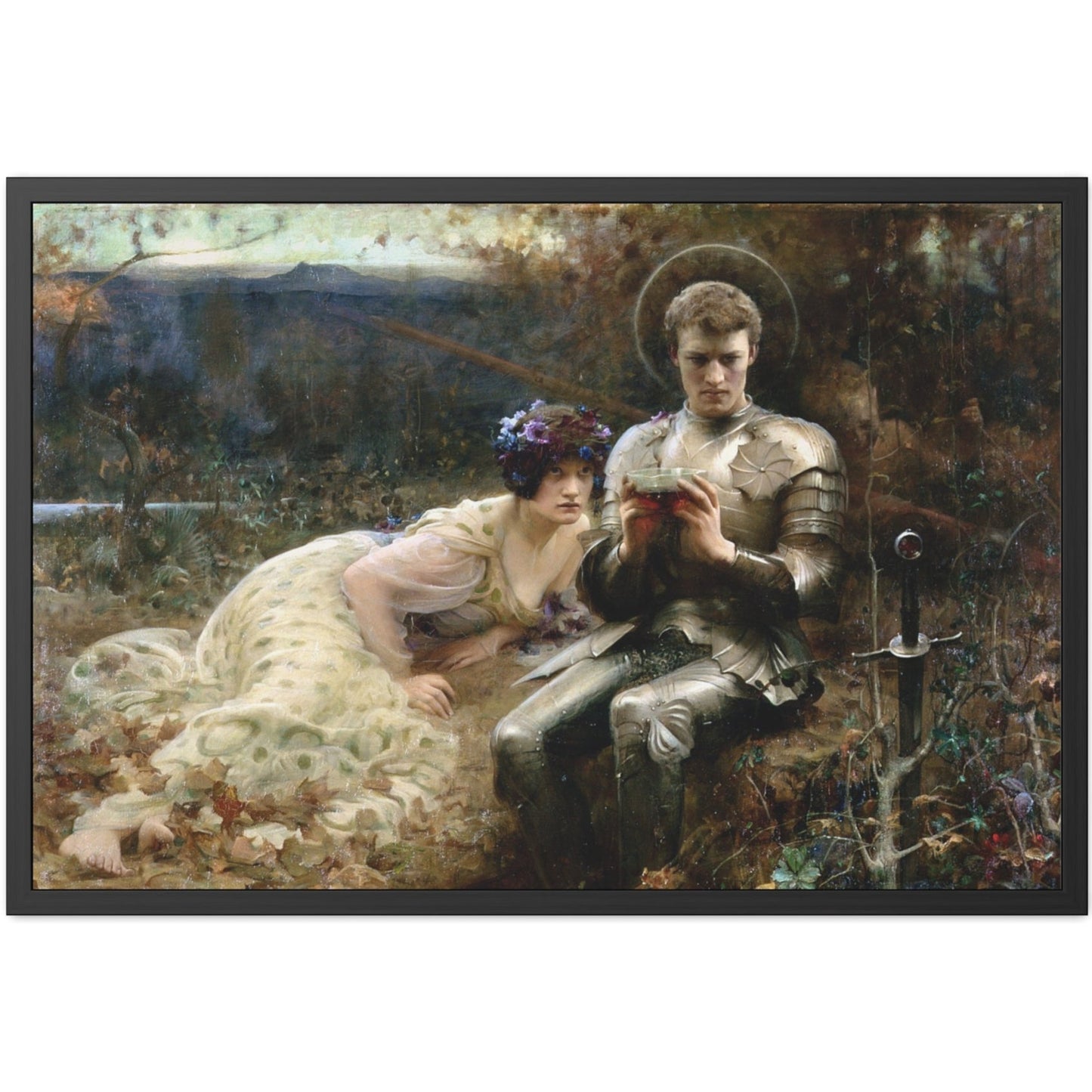 The Temptation of Sir Percival - Framed Print