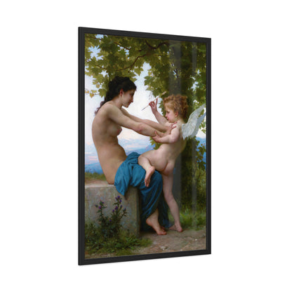 A Girl Defending Herself against Eros - Framed Print