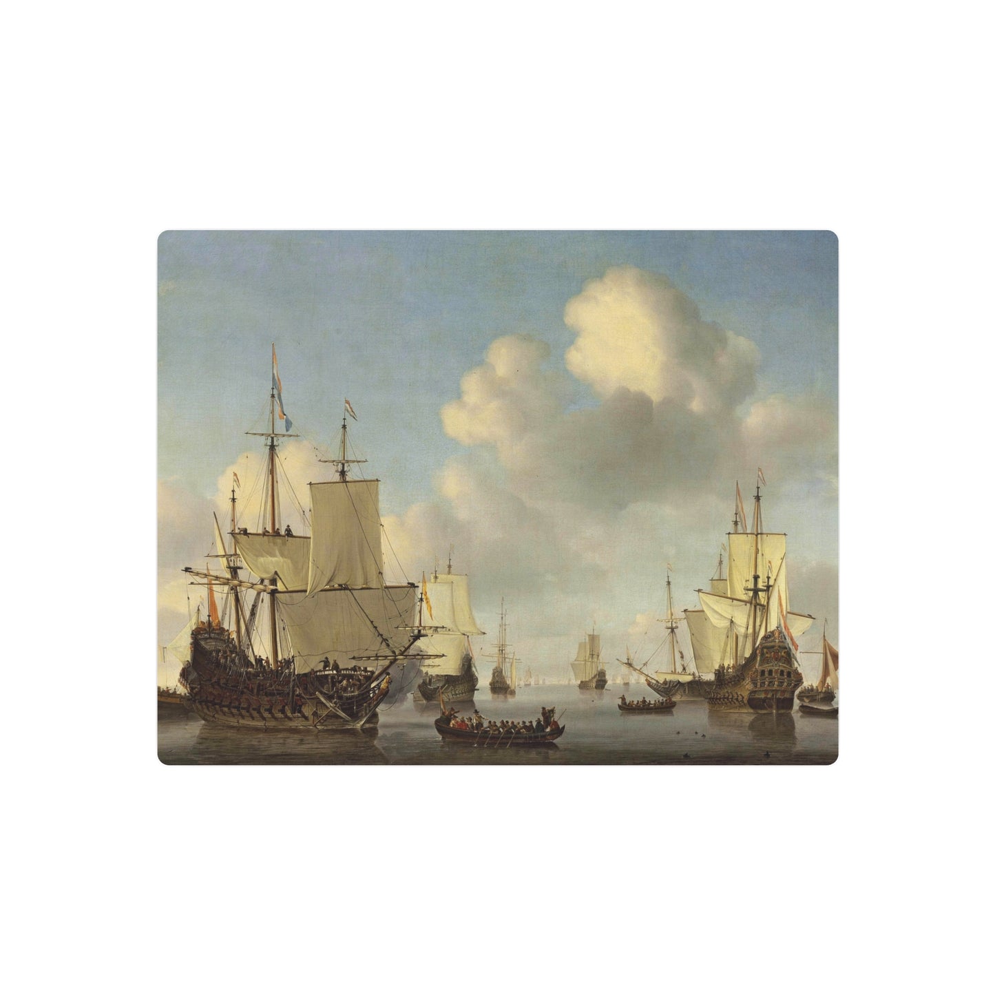 Dutch Ships in a Calm Sea - Metal Print