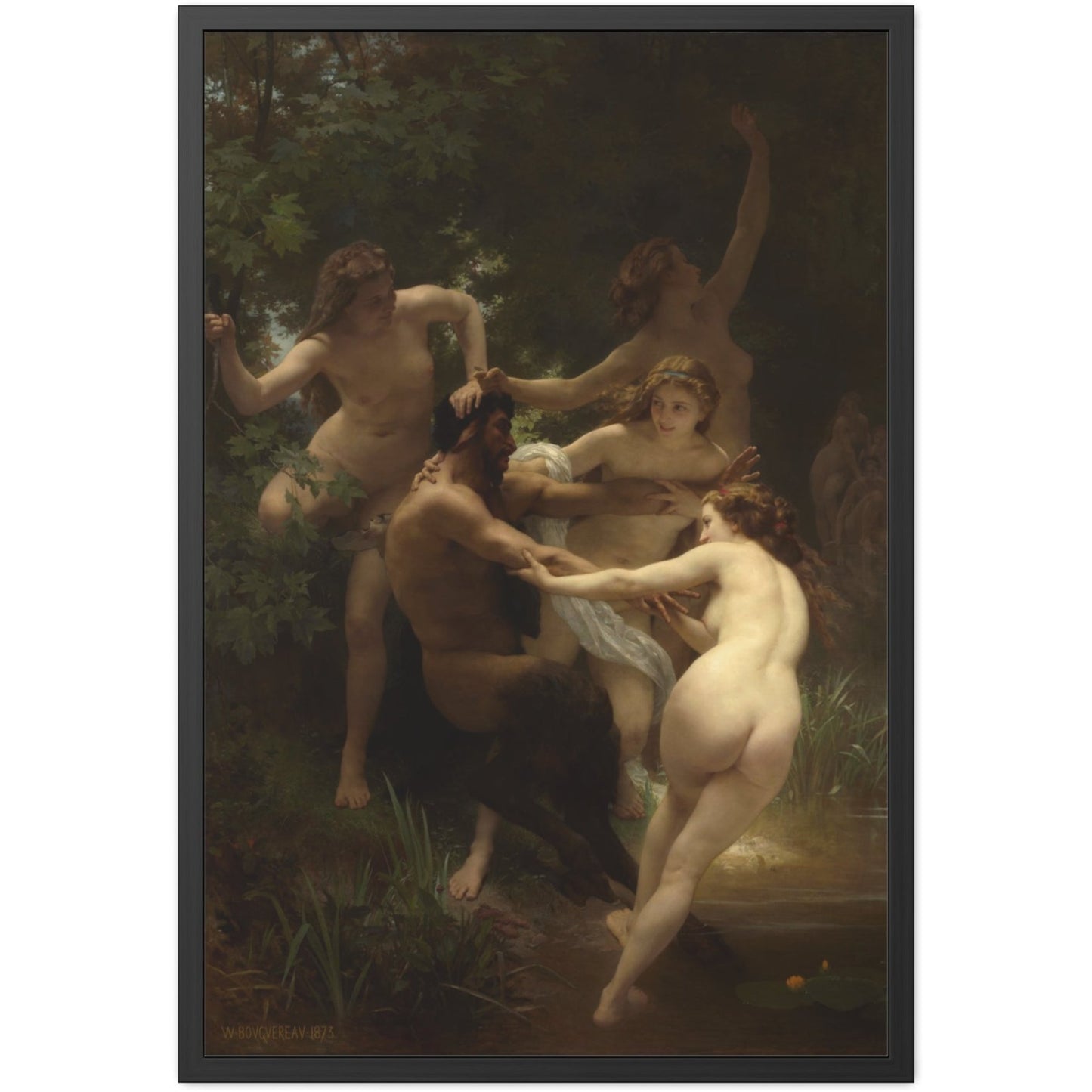 Nymphs and Satyr - Framed Print