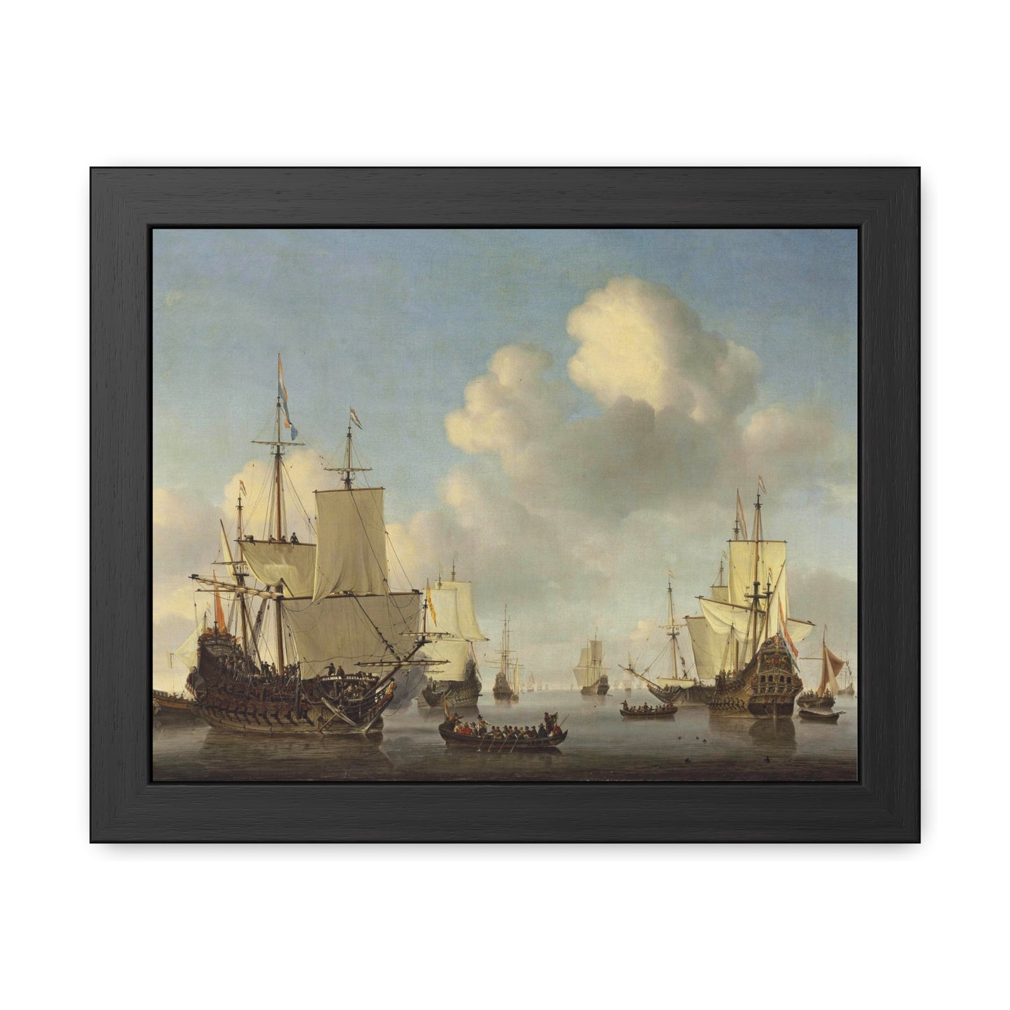 Dutch Ships in a Calm Sea - Framed Print