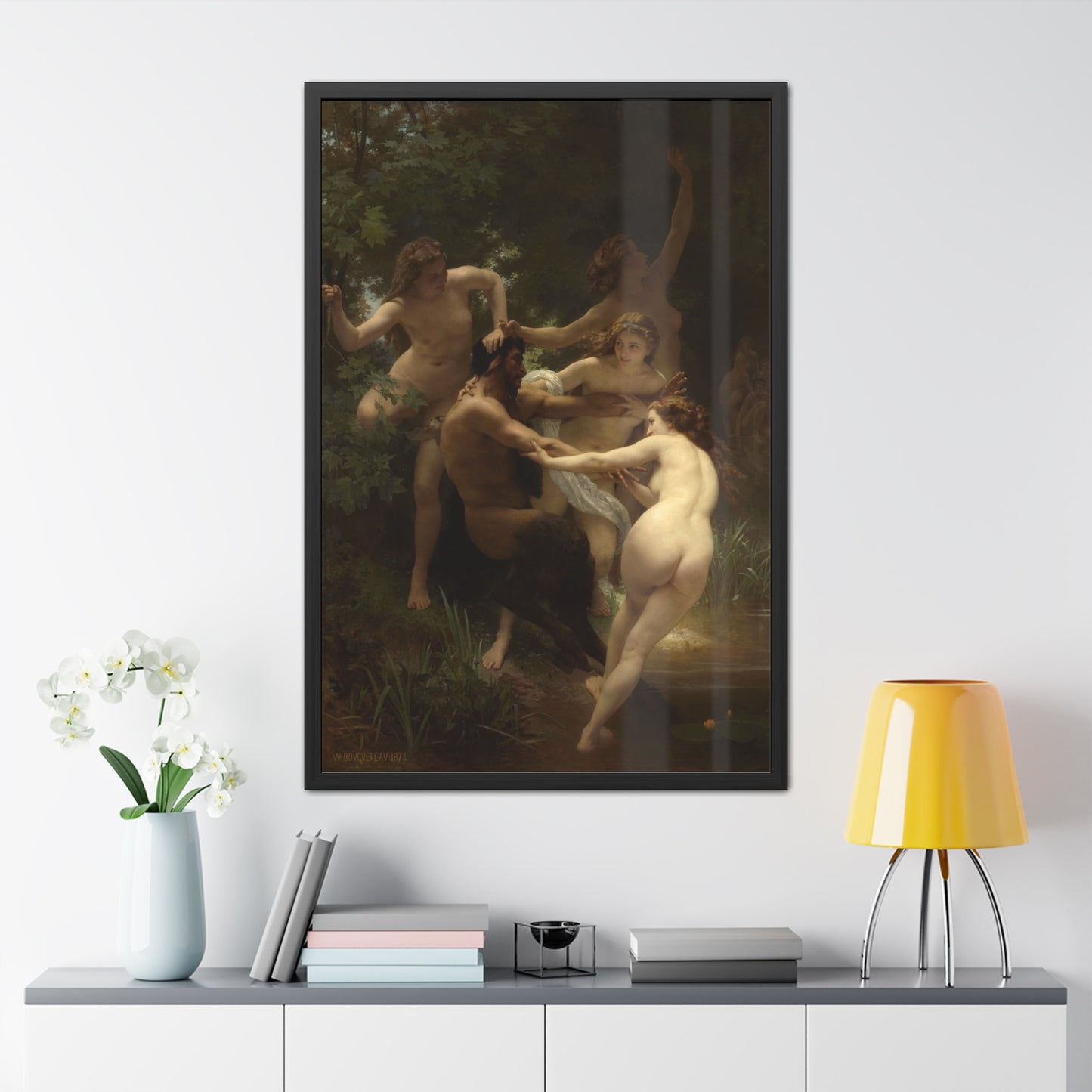 Nymphs and Satyr - Framed Print