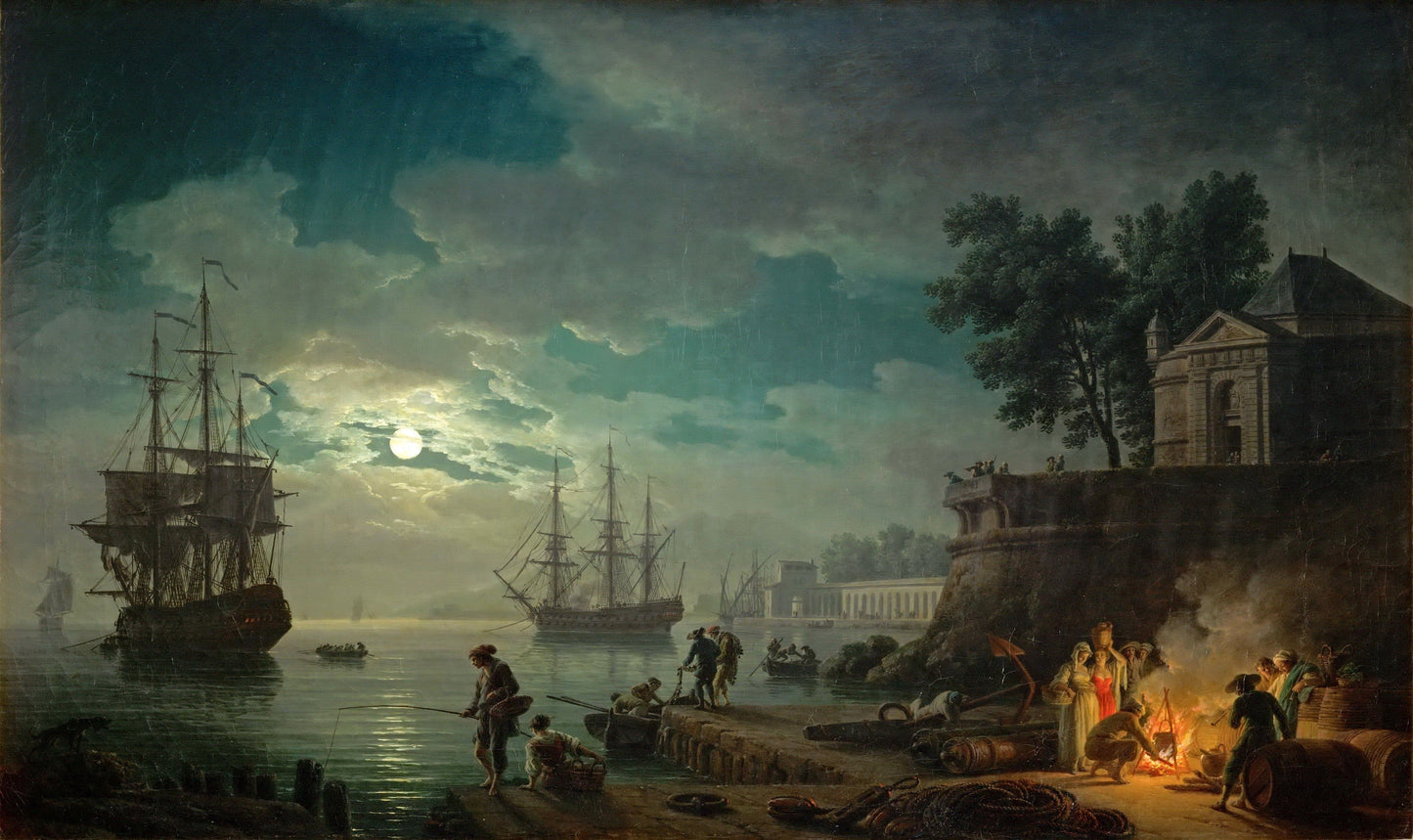 A Port in the Moonlight - Metal Print