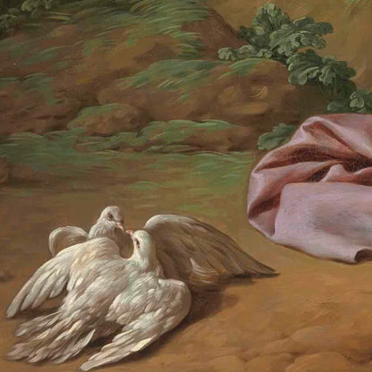 A Lady Bathing by a River, With Two Turtledoves - Canvas Wrap
