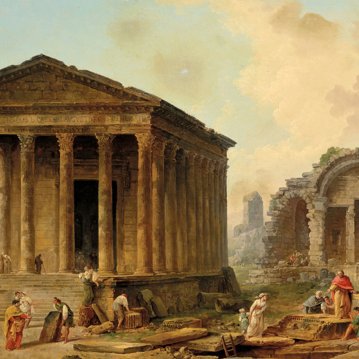 Architectural Caprice with Monuments of Nimes - Canvas Wrap