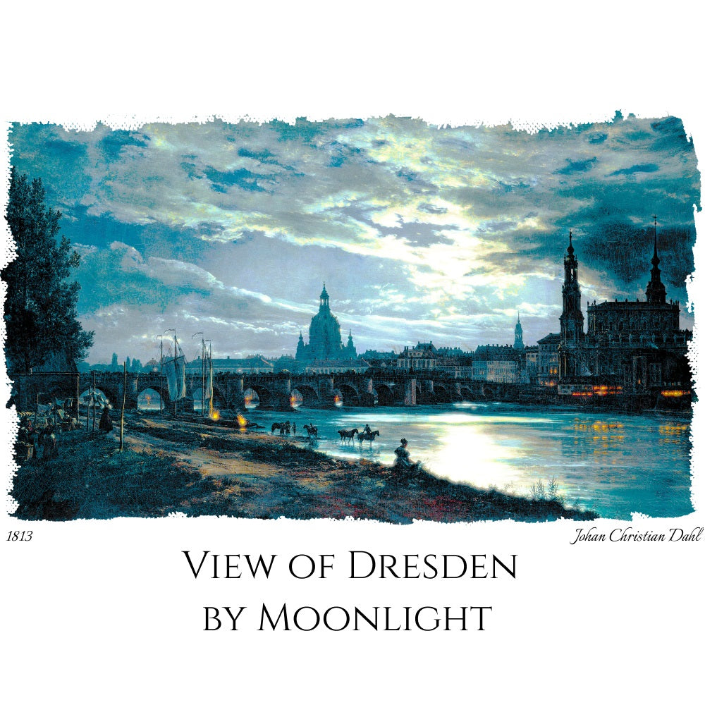 View of Dresden by Moonlight - Fine Art T-Shirt